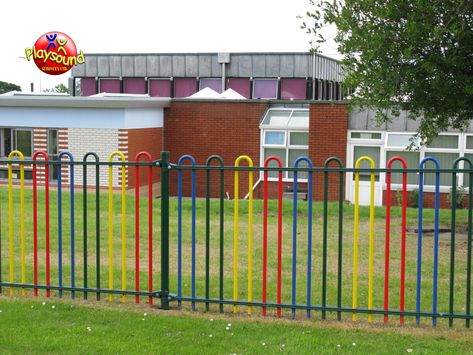 Wood And Wire Fence Ideas, Playground Fence, School Fence, Playground Painting, Pre Primary School, Garden Railings, Playground Safety, Kindergarten Interior, Preschool Designs