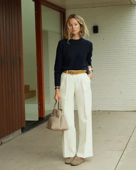 Country Club 101: What to Wear to Master the Dress Code | Who What Wear Anouk Yve Style, Cream Trousers Outfit, Self Energy, Country Club Casual, Country Club Outfit, Country Club Style, September Outfits, Anouk Yve, Trend Outfits