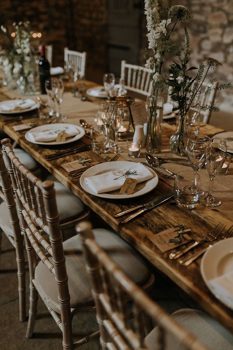 Barn Wedding Table Decor, Wildflower Seed Favors, Elegant Vibes, Barn Wedding Inspiration, Seating Ideas, Barn Wedding Decorations, Rustic Wedding Table, Brass Band, Wedding Table Decor