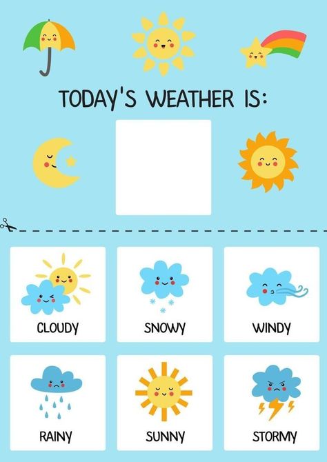 Weather Template, Weather For Kids, Preschool Charts, Preschool Weather, Weather Chart, English Activities For Kids, Preschool Classroom Decor, Learning English For Kids, Kindergarten Learning Activities