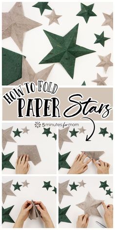 Paper Star Mobile Diy, Paper Folded Stars How To Make, How To Make Hanging Paper Stars, How To Make A Paper Star Origami, How To Make A Star Tree Topper, Hanging Paper Stars Diy, How To Make An Oragami Star Step By Step, Paper Christmas Stars How To Make, Craft Paper Stars