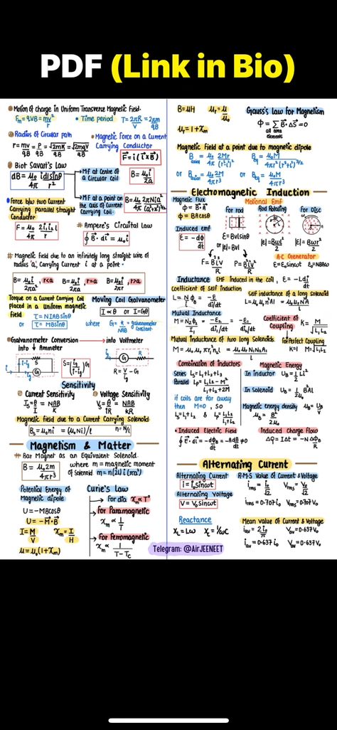 Alternating Current Notes, Electromagnetic Induction Notes, Chem Notes, Formula Sheet, Learn Physics, Physics Formulas, Electromagnetic Induction, Electric Charge, Physics Notes