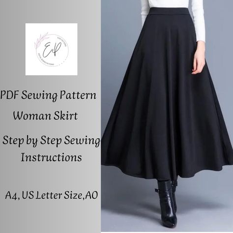 Woman Skirt Sewing pattern, Woman PDF sewing printable pattern, Plus sizes patterns, Sewing Pattern, Silk Skirt Pattern, Long Skirt Pattern. Goth Skirt Sewing Pattern, Winter Skirt Pattern, Silk Skirt Pattern, Skirt Length Guide, Panel Skirt Pattern, Long Skirt Pattern Sewing, A Line Skirt Pattern Free, Simple Skirt Pattern, Long Skirt Sewing Pattern