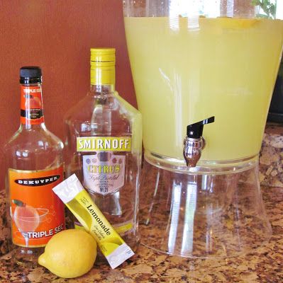 BonnieProjects: Lemon Drop Martinis Party-Sized Lemon Drop Martinis (enough to quench the thirsts of 50 people) 3 gallon drink dispenser Smirnoff Citrus Vodka (1.75 L bottle) DeKuyper Triple Sec (1 L bottle) 2 gallons water 4 packages sugar-free lemonade mix Mix and serve over ice! Lemon Drop Shots Big Batch, Lemon Drop Batch Cocktail, Big Batch Lemon Drop Martini, Batch Lemon Drop Martini, Lemon Drop Drink, Lemon Drop Recipe, Lemon Drop Shots, Fun Beverages, Southern Cocktail