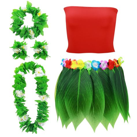 PRICES MAY VARY. Complete set includes floral headband, flower necklace, flower bracelets, red tube top and green leaf hula skirt for a Hawaiian look Headband, necklace and bracelets made of soft fabric; skirt made of quality plastic; stretchy polyester spandex crop top in vibrant red Fits most adult women; skirt waist stretches to 28 inches; crop top stretches to fit busts up to 40 inches Perfect for Hawaiian music festivals, luau parties, summer beach vacations, or just lounging at home Vibran Summer Luau Party, Disney Couple Costumes, Lilo And Stitch Costume, Couple Costumes For Halloween, Hawaiian Costume, Campfire Party, Stitch Costume, Cute Couples Costumes, Plastic Costume