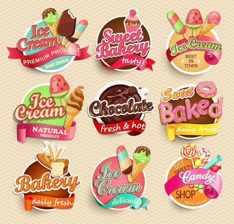 7 reasons your business should use sticker marketing Dangler Design, Ideas Para Logos, Food Label Sticker, Food Label Template, Types Of Ice Cream, Types Of Ice, Ice Cream Logo, Candy Logo, Cake Logo Design