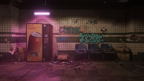 Filming Backdrop, Abandoned Subway Station, Urban Dystopia, Abandoned Subway, Trading Video, Cyberpunk Room, Streaming Overlay, Grunge Teen, D20 Modern