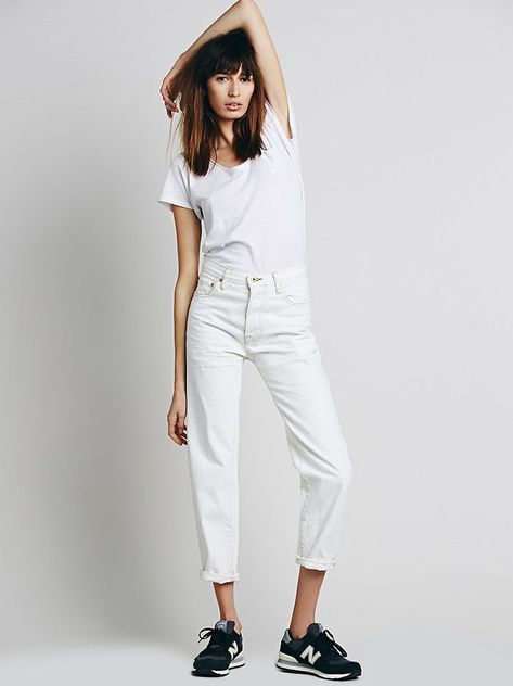 NSF Olivia High Rise Boyfriend Jeans White Boyfriend Jeans Outfit, Boyfriend Jeans Outfit, White Boyfriend Jeans, High Rise Boyfriend Jeans, 2015 Fashion Trends, 2015 Trends, Jean Trends, Cropped Flare Jeans, Mother Denim