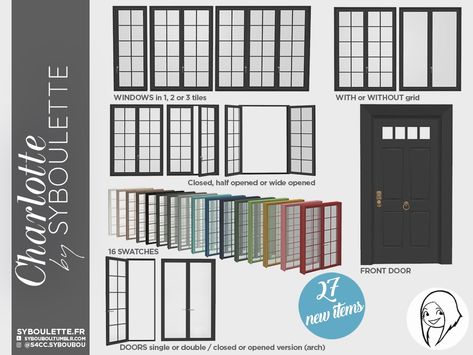 [DOWNLOAD] Charlotte set | Syboulette on Patreon San Myshuno, Sims 4 Kitchen, Classic Window, Sims 4 House Design, Casas The Sims 4, Sims Building, French Windows, 4 Wallpaper, Sims House Design