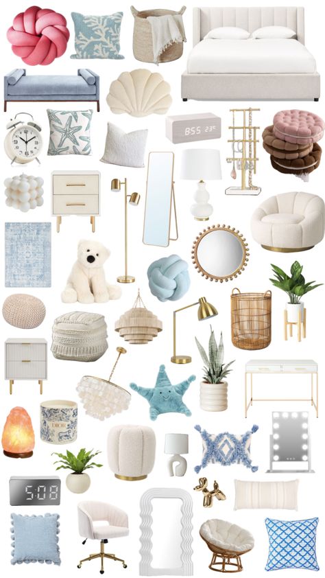 #room #roomdecor #homedecor #decor #roominspo Shuffles Room, Beachy Room Decor, Girl Apartment Decor, Beach Room Decor, Coastal Bedroom Decorating, White Room Decor, Beachy Room, Coastal Room, The Last Laugh