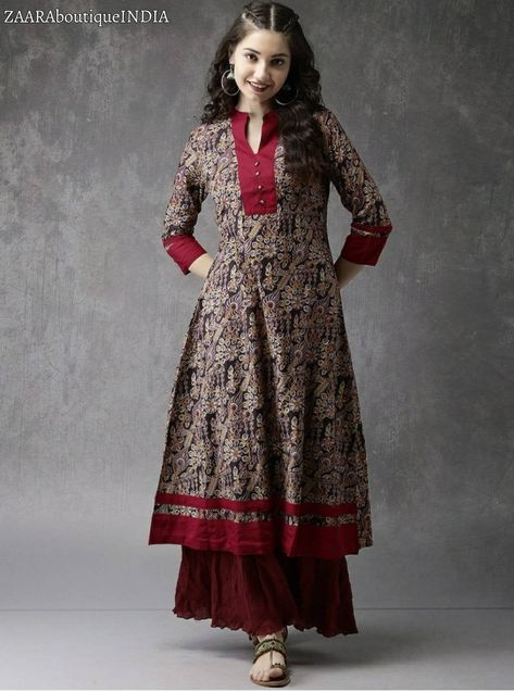 757f843a169cc678064d9530d12a1881desc51052274ri डिजाइनर कपड़े, Indian Dresses For Women, A Line Kurti, Indian Kurti Designs, Simple Kurta Designs, Designer Kurti Patterns, Simple Kurti Designs, Long Kurti Designs, Kurta Neck Design