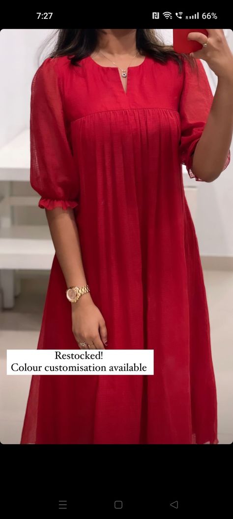 Nayanthara Dressing Style, Chanderi Frock Designs, Cotton Frock Kurti Designs, Red Kurta For Women, Frock Pattern Kurti Design, Net Clothes Kurti, Feeding Kurthi Models Latest, Dresses For Heavy Bust Women, Kurta Hand Designs Women