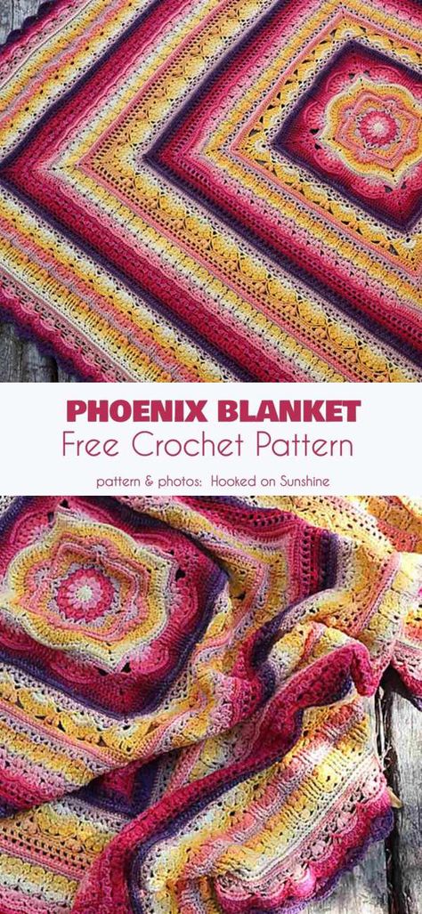 Phoenix Blanket Free Crochet Pattern Crochet Throw Pattern, Crochet Square Blanket, Ravelry Crochet, Crocheted Blanket, Crochet For Beginners Blanket, Crochet Blanket Afghan, Crochet Throw Blanket, Crochet Quilt, Manta Crochet