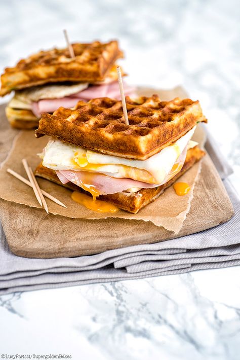 Parmesan Waffles, Waffle Sandwich Breakfast, Waffle Sandwiches, Breakfast Food Truck, Egg Sandwich Breakfast, Waffle Sandwich, Breakfast And Brunch, Breakfast Waffles, Healthy Sandwiches