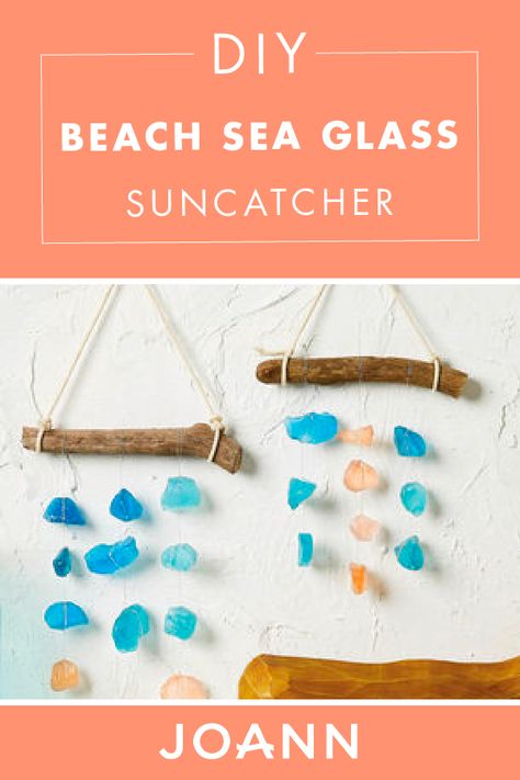 Turn those summer memories into a gorgeous piece of home decor with this DIY Beach Sea Glass Suncatcher from JOANN. Whether you’re looking to give your home a beach house vibe or bring some peace to your guest bathroom, this is the craft project for you! Sea Glass Sun Catcher, Sea Glass Suncatcher, Diy Beach, Glass Rocks, Beach Diy, Blue Sea Glass, Summer Memories, Crafts Hacks, Joanns Fabric And Crafts