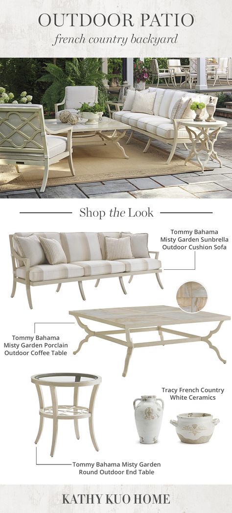 Design the outdoor space of your dreams with a collection of luxury outdoor furniture! When you purchase collection pieces together, it makes it so easy to get a chic and cohesive look for your patio or garden! Click to shop. French Garden Furniture, French Country Outdoor Furniture, French Country Patio Furniture, Classic Patio Design, French Patio Furniture, French Outdoor Furniture, French Patio Ideas, Country Patio Ideas, French Outdoor Patio