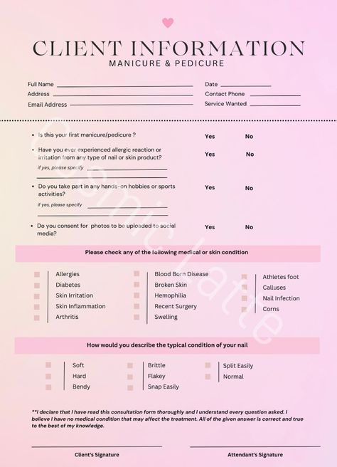 Home Nail Salon Ideas, Nail Tech Business, Nail Tech Business Cards, Nail Tech School, Salon Business Plan, Nail Room Ideas, Tech Room, Printable Forms, Beauty Room Salon