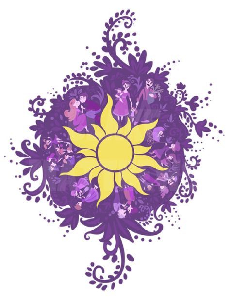 Tangled Sun Sun, Rapunzel, Art, Yellow, Purple, Flowers, Tangled, The Sun, White