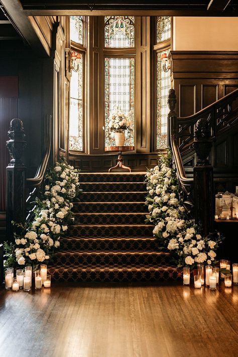 Black Wedding Reception | Intimate Celebration | Timeless | Elegant | Romantic | For more micro wedding ideas, visit burghbrides.com! Davenport House, White Mansion, Dark Green Wallpaper, Birmingham Wedding, Luxury Wedding Photography, Pittsburgh Weddings, Victorian Wedding, David Austin Roses, David Austin