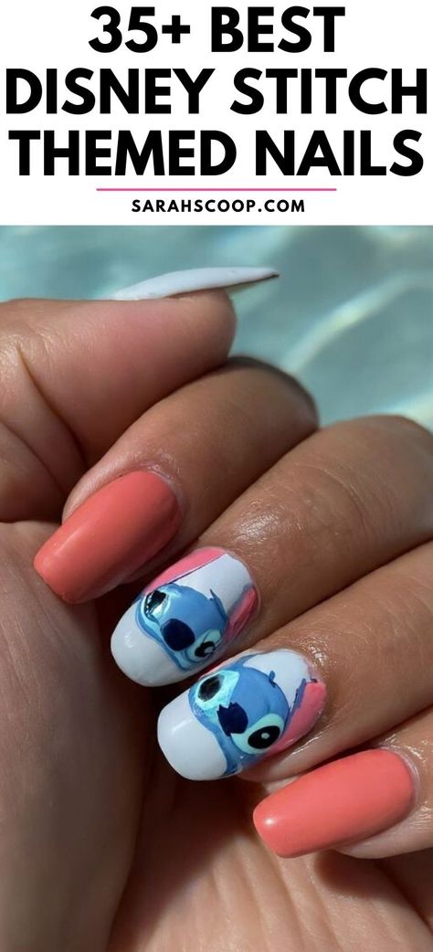 Get ready for a magical manicure with these 35+ Disney Stitch themed nail art designs!💙 #DisneyNails #StitchNails #Nails Lilo And Stitch Nail Designs, Stitch Nails For Kids, Stitch Nails Disney, Stitch Nail Designs, Stitch Nails, Themed Nail Art, Silhouette Nails, Themed Nails, Water Color Nails