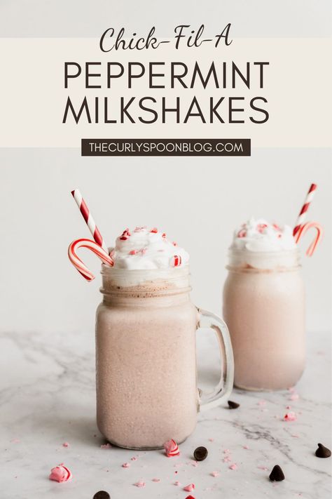 This peppermint milkshake chickfila copycat recipe is so delicious and easy to make. If you like peppermint, you'll love this peppermint milkshake recipe. #peppermintshake #peppermintmilkshakerecipe #peppermintchocolatechipshake #mintchocolatechipshake #chickfilapeppermintmilkshake Chick Fil A Peppermint Milkshake Recipe, Chick Fil A Peppermint Milkshake, Peppermint Milkshake Recipe, Easy Milkshake, Peppermint Shake, Peppermint Milkshake, Milkshake Recipe Easy, Copycat Chick Fil A, Peppermint Ice Cream