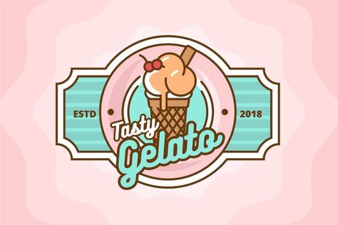 Ice Cream Shop Logo, Dessert Logo, Ice Cream Sign, Ice Cream Logo, Ice Cream Menu, Logo Branding Design, Cake Logo Design, Online Logo Design, Ice Cream Parlor