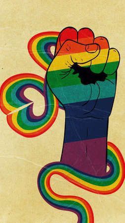 Lgbt Art Ideas, Lgbt Drawings, Lgbtq Poster, Lgbt Poster, Textured Illustration, Lgbt Wallpaper, Clenched Fist, Feminism Art, Lgbtq Funny