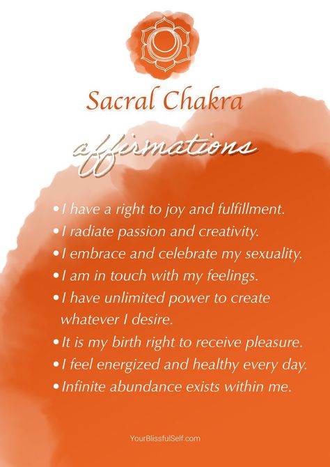 Sacral Chakra Yoga, Sacral Chakra Affirmation, Sacral Chakra Healing, Chakra Mantra, Yoga Detox, Chakra Healing Meditation, Chakra Health, Womb Healing, Healing Journaling