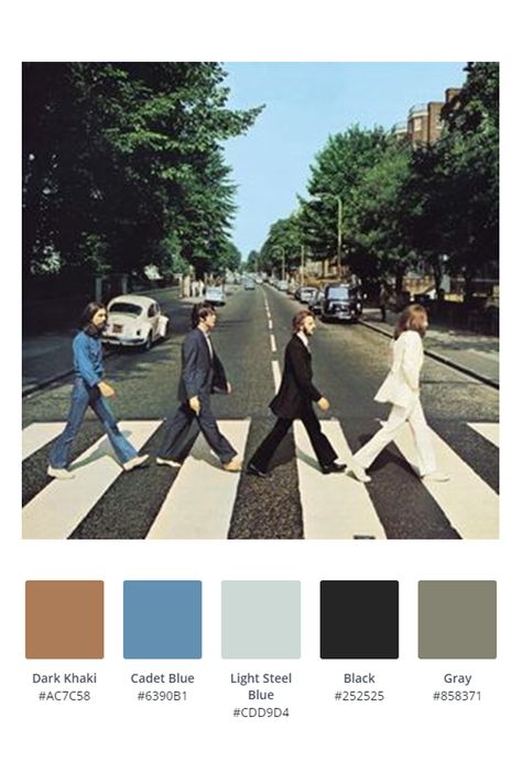 Musical Color Palette, Rock Music Color Palette, Album Cover Color Palette, Colour Codes, Beatles Band, Gray Rock, Texture Graphic Design, Minimalist Posters, Music Coloring