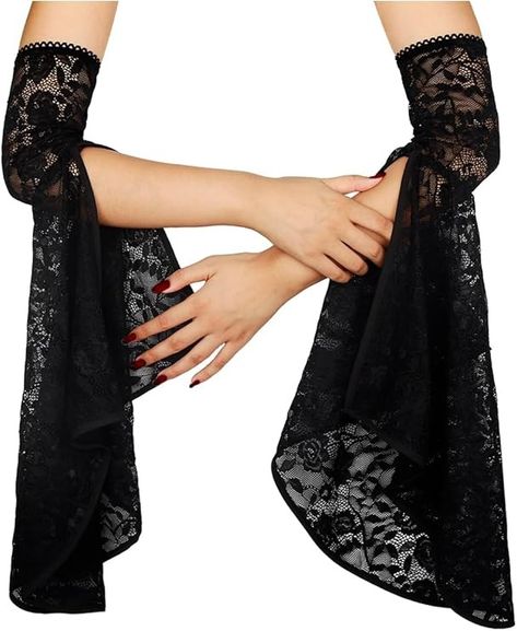 Amazon.com: L'VOW Women's Gothic One Pair Black Grim Arm Detachable Sleeves Costume Long Lace Cuff Halloween Witch Accessory : Clothing, Shoes & Jewelry Couture, Vampire Clothing Aesthetic, Sandy Core, Gothic Vampire Costume, Witch Clothing, Witch Accessories, Aesthetic Emo, Long Lace Sleeves, Arm Accessories