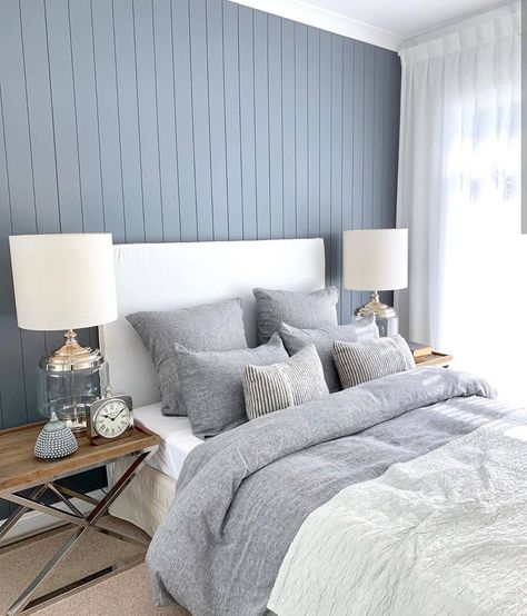 Jess on Instagram: “Definitely planning on some @easycraft.panels feature walls in our new home 👌 . . . . #hamptons #hamptonsstyle #bed #coastal #coastalhome…” Stroud Homes, Paint Color Inspiration, Bedrooms Decor, Coastal Contemporary, Feature Walls, Cottage Bedroom, Our New Home, Spare Bedroom, Master Bedrooms Decor