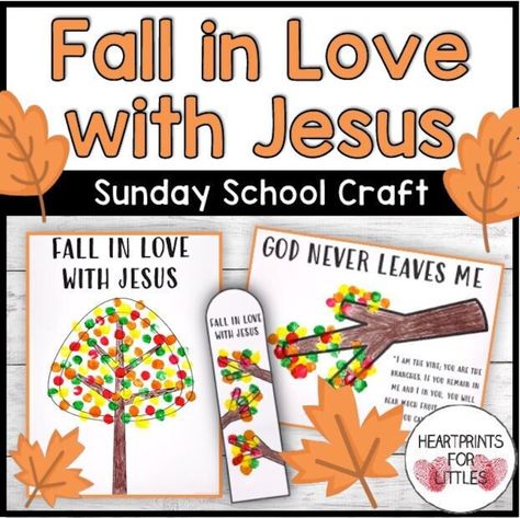 Fall in Love With Jesus Crafts for Kids, Fall Christian Crafts, Finger Painting Keepsakes, Sunday School Crafts, Homeschool Crafts - Etsy Fall Christian Crafts, Jesus Crafts For Kids, Fall Sunday School Crafts, Crafts For Kids Fall, Fall In Love With Jesus, Fall Bookmarks, Fall Christian, Jesus Crafts, Jesus Coloring Pages