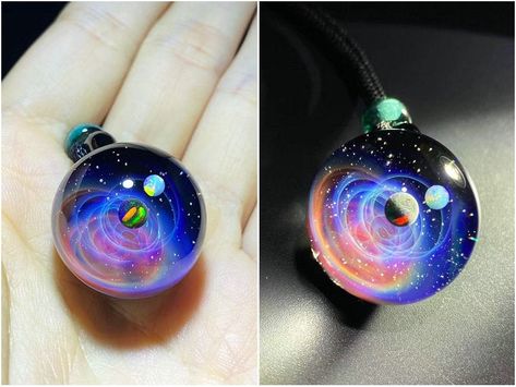 Solar System Jewelry, Resin Diorama, Nebula Galaxy, Galaxy Pendant, Star Galaxy, Resin Lamp, Lamp Wood, Diy Resin Projects, Resin Projects