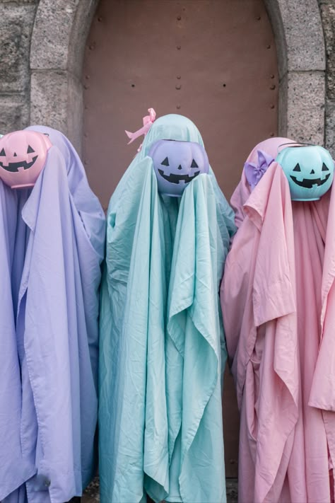 When your besties just know. This pastel ghost photoshoot was so much fun. I just love how they came out., cute and spooky little ghosts. Pastel Ghost, Ghost Photoshoot, Most Creative Halloween Costumes, Halloween Costumes 2022, Casa Halloween, Sheet Ghost, Ghost Photography, My Halloween Costume, Round Of Applause