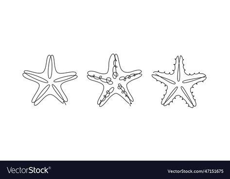 Seastar Drawing, Star Simple, Art One Line, Single Line Art, Sticker Tattoo, Drawing Vector, Continuous Line Drawing, Hand Drawn Illustration, Sea Star