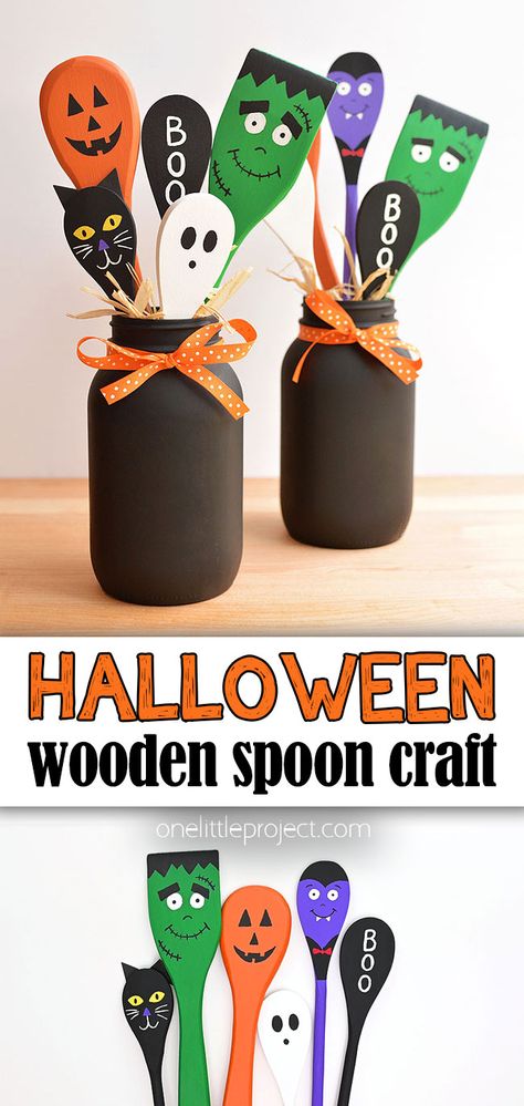 Wooden Spoon Crafts, Fall Crafts For Adults, Spoon Craft, Halloween Crafts To Sell, Fall Decor Diy Crafts, Spider Crafts, Halloween Craft Projects, October Crafts, Spoon Crafts