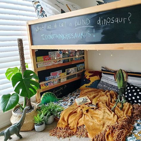 Jovana on Instagram: “I had to nag for about 2 years to get this Ikea bookshelf made by my darling 🙄 so now I'm happy. Just used little wood slats from…” Ikea Kura Bed Underneath, Ikea Kura Bed Reading Nook, Ikea Kura Reading Nook, Ikea Kura Bed Bookshelf, Ikea Kura Baby And Toddler, Kura Bed Book Shelf, Kura Bed Play Area, Kura Bed Underneath Ideas, Kura Bookshelf