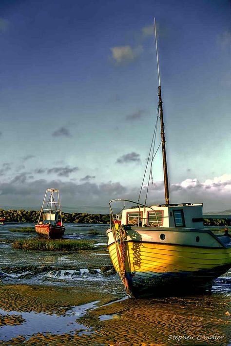 Boats On Beach, Boat On Beach, Morecambe Bay, Lancashire England, Colorful Landscape Paintings, Working Boat, Bay Boats, Apple A Day, Contemporary Landscape Painting