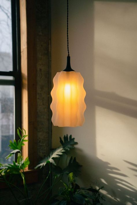 Wooj Design The Wavy Plug-In Pendant Lamp Plug In Pendant Light Bedroom, Wavy Lamp, Urban Outfitters Room, Star Pendant Lighting, Ceramic Pendant Light, Plug In Pendant Light, Popular Instagram, Rattan Pendant Light, Smart Bulbs