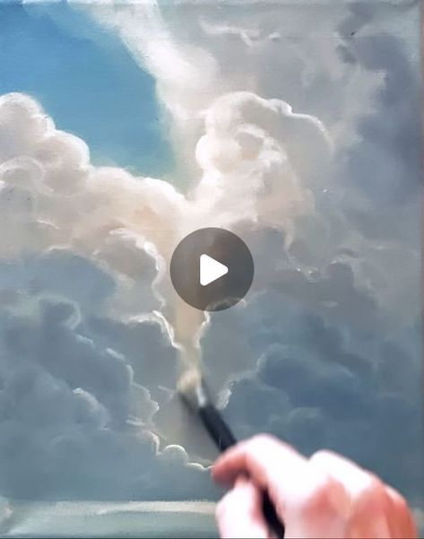 Sky Painting Acrylic Tutorial, How To Paint Clouds Acrylic, Painting Clouds Acrylic, Painting Tutorials Acrylic, Cloud Painting Tutorial, Cloud Oil Painting, Cloud Painting Acrylic, How To Paint Clouds, Clouds Acrylic