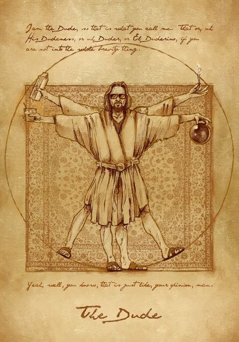 The Big Lebowski Movie, Funny Artwork, Poster Christmas, Vitruvian Man, Big Lebowski, The Dude, Art Parody, The Big Lebowski, Cover Artwork