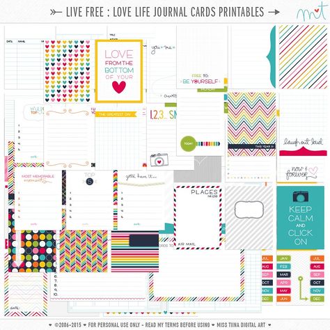 JOURNAL CARDS | MissTiina.com Project Life Free, Blog Illustration, Project Life Freebies, Printable Journal Cards, Project Life Printables, Project Life Scrapbook, To Do Planner, Scrapbooking Journal, Project Life Cards