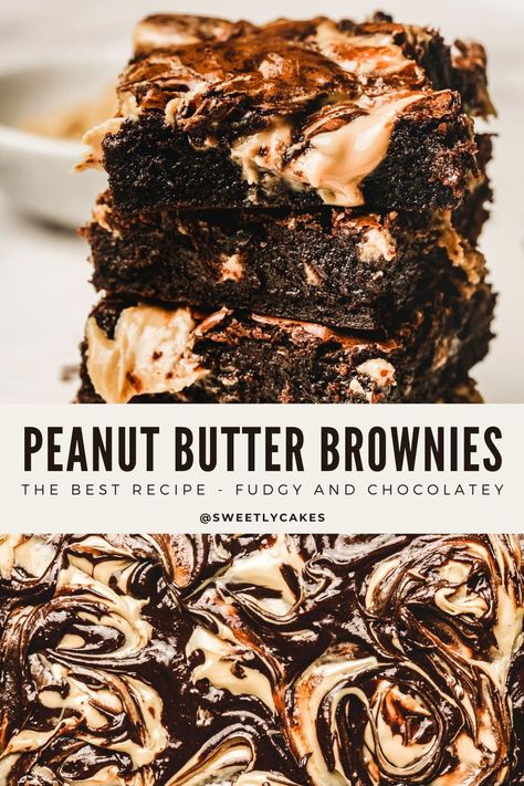 Peanut Butter Brownies Recipe, Butter Recipes Homemade, Peanut Butter Swirl Brownies, Fudge Brownie Recipe, Chocolate Peanut Butter Brownies, Brownies Recipe Homemade, Chocolate Chip Brownies, Swirl Brownies, Butter Brownies