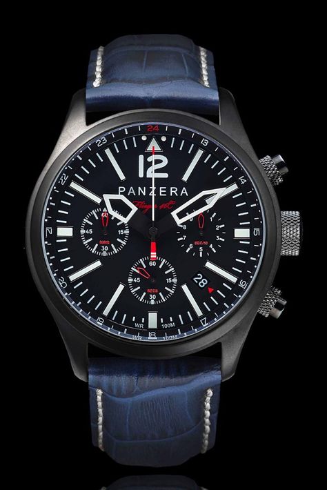 Flieger 46 Chronograph | Pilot Collection Aviator Watch, Vintage Aviation, Sport Automobile, Pilot Watch, Nato Strap, Stainless Steel Mesh, Modern Technology, Watch Collection, Black Rubber