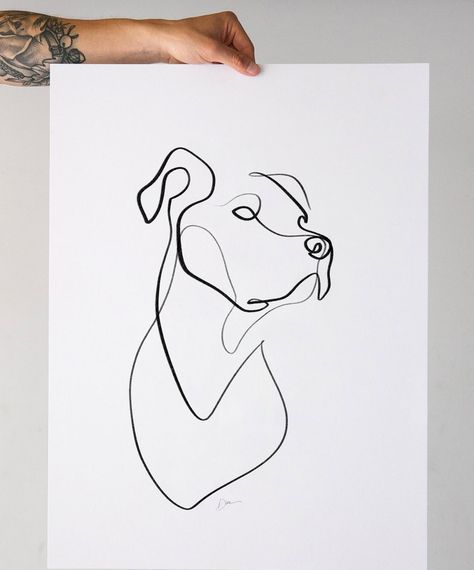 Pitbull Line Tattoo, One Line Dog Drawing, Simple Pitbull Tattoo, Pit Bull Tattoo, Tattoo Perro, Pit Bull Art, Pit Bull Drawing, Pitbull Tattoo, Dog Outline