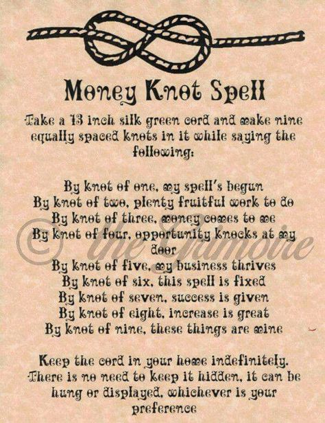 Money knot spell Knot Spell, Infinite Abundance, Witchy Spells, Spells Book, Green Candles, Witch Spells, Witchcraft Spells For Beginners, Money Drawing, Money Spells That Work