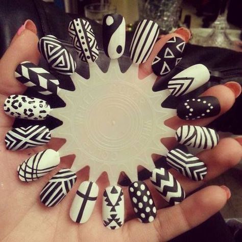 Black And White Nail, Black And White Nail Designs, Black And White Nails, Black And White Nail Art, Black White Nails, White Nail Art, White Nail Designs, White Nail, Trendy Nail Art