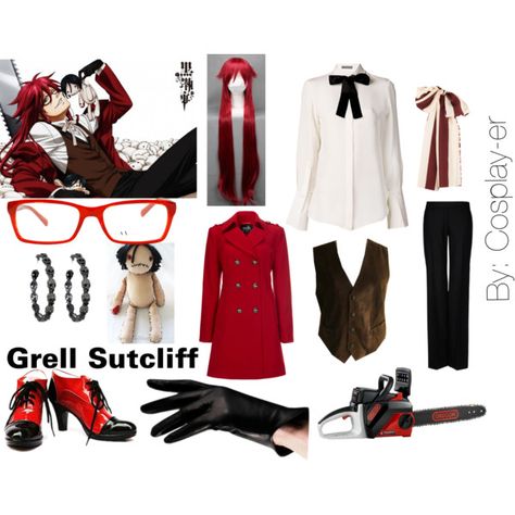 "Grell Sutcliff Cosplay" by cosplay-er on Polyvore Grell Cosplay, Grell Sutcliff Cosplay, Madame Red, Black Butler Ciel, Black Butler Kuroshitsuji, Anime Inspired Outfits, Character Inspired Outfits, Casual Cosplay, Cosplay Dress