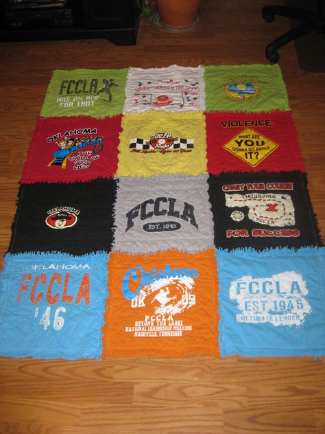 I made this FCCLA quilt for the Alumni and Associates for a fundraiser. Fccla Projects Ideas, Fccla Shirts, Fccla Projects, Fccla Ideas, Fascinating Womanhood, Highschool Teacher, Tshirt Quilts, Bday Gifts, Locker Decorations