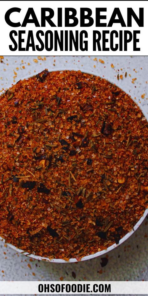 The text reads, Caribbean Seasoning Recipe Flavored Salts Recipes, Homemade Dry Mixes, Dry Rub Recipes, Spice Blends Recipes, Homemade Spice Mix, Spice Mix Recipes, Homemade Spice Blends, Seasoning And Spice, Seasoning Recipe